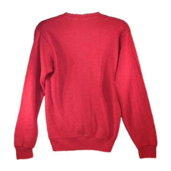 Vintage Champion V-neck Sweater Men's Small Red Uniform Crest BHS - Picture 2 of 10